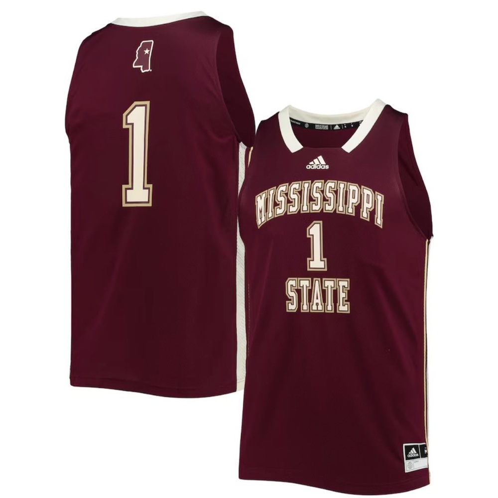 adidas Mississippi State Basketball Jersey - Maroon & White Accents